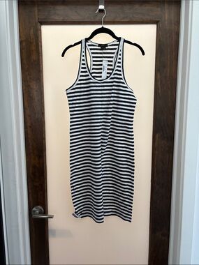 J. Crew Black and White Striped Tank Dress